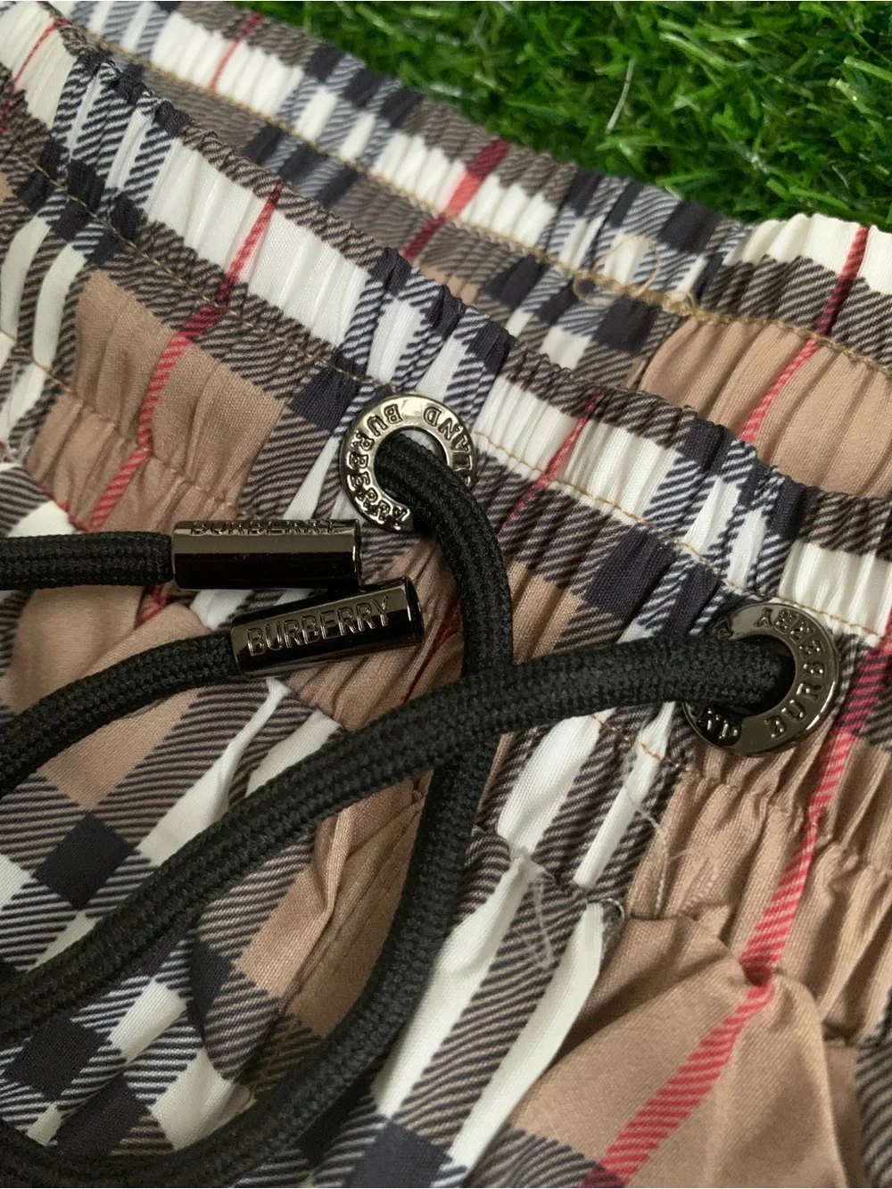Burberry Beige Plaid Men’s Swim Trunks